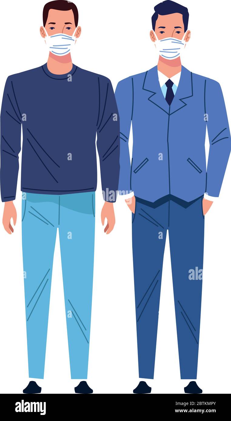 young men using medical masks characters Stock Vector Image & Art - Alamy