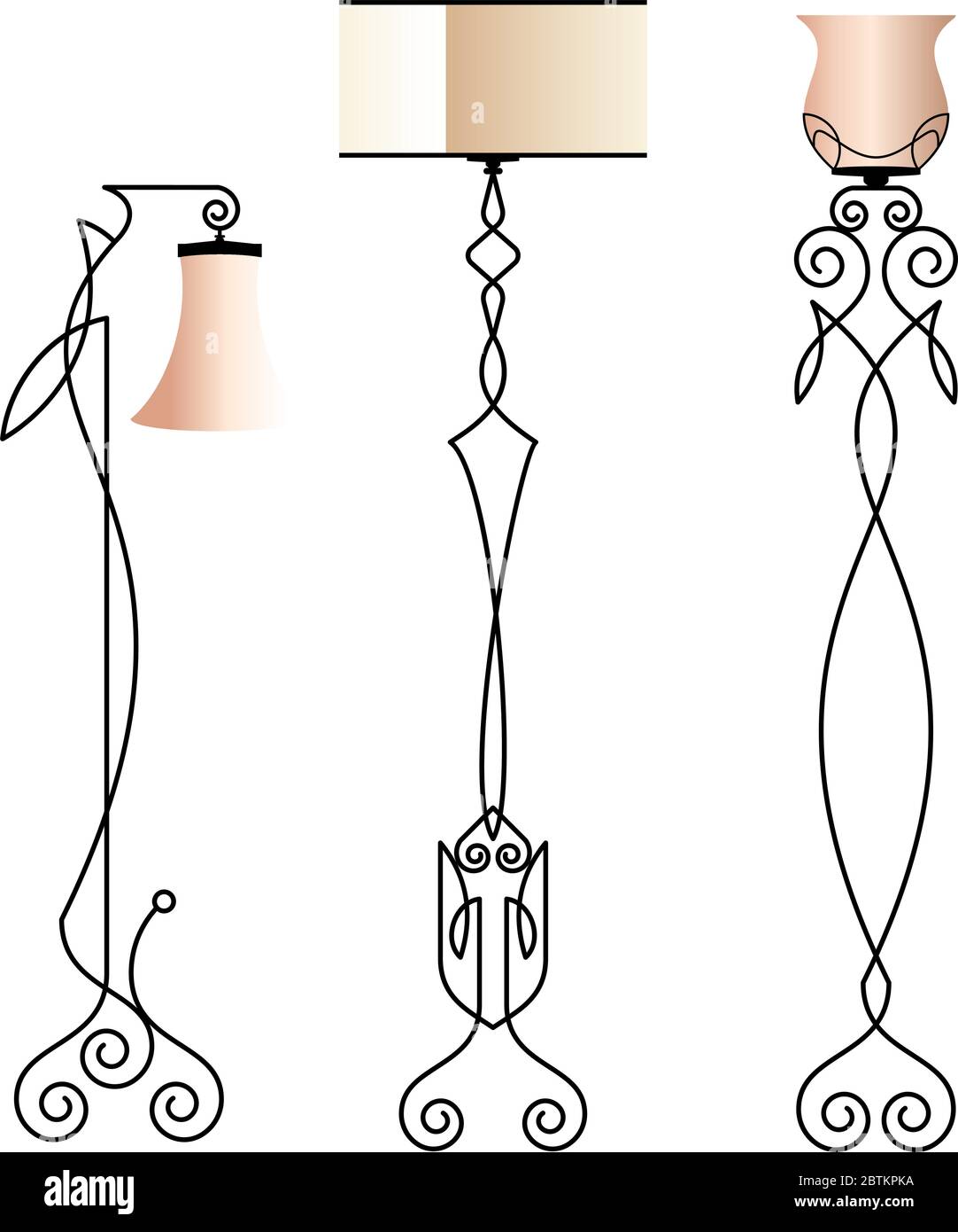 Wrought Iron Table Floor Lamp Vector Illustration Stock Vector Image