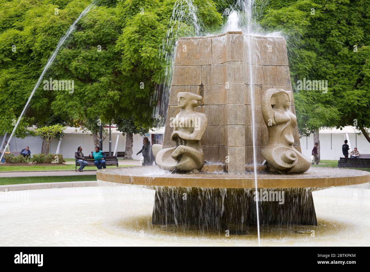 Plaza de Armas Fountain, Colonial City of La Serena,Norte Chico Region, Chile, South America Stock Photo