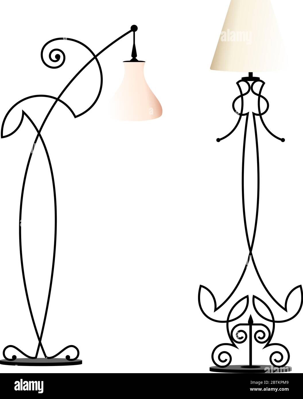 Wrought Iron Table Floor Lamp Vector Illustration Stock Vector Image