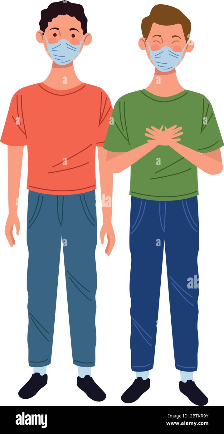young men using medical masks characters Stock Vector Image & Art - Alamy