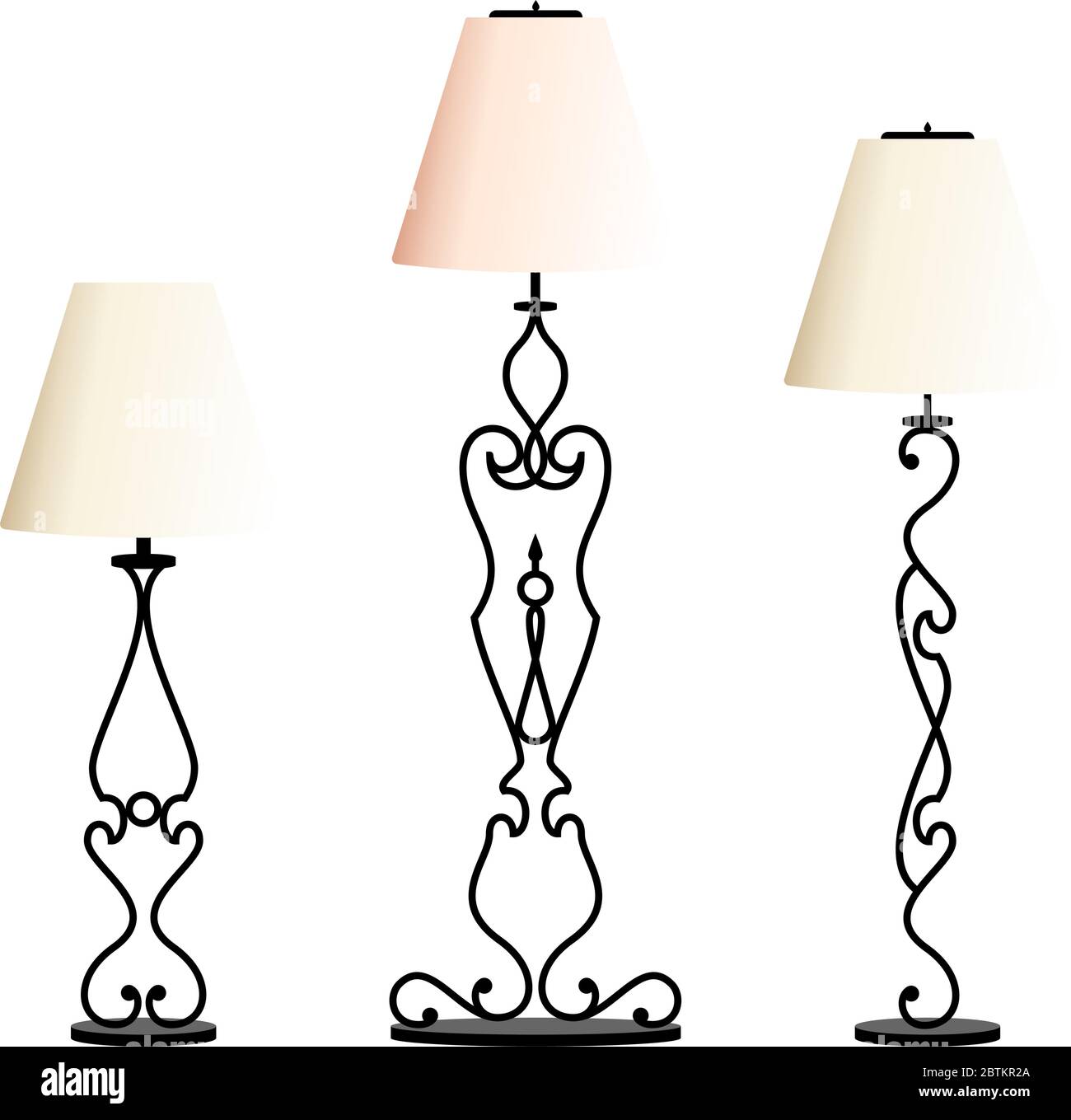 Wrought Iron Table Floor Lamp Vector Illustration Stock Vector Image