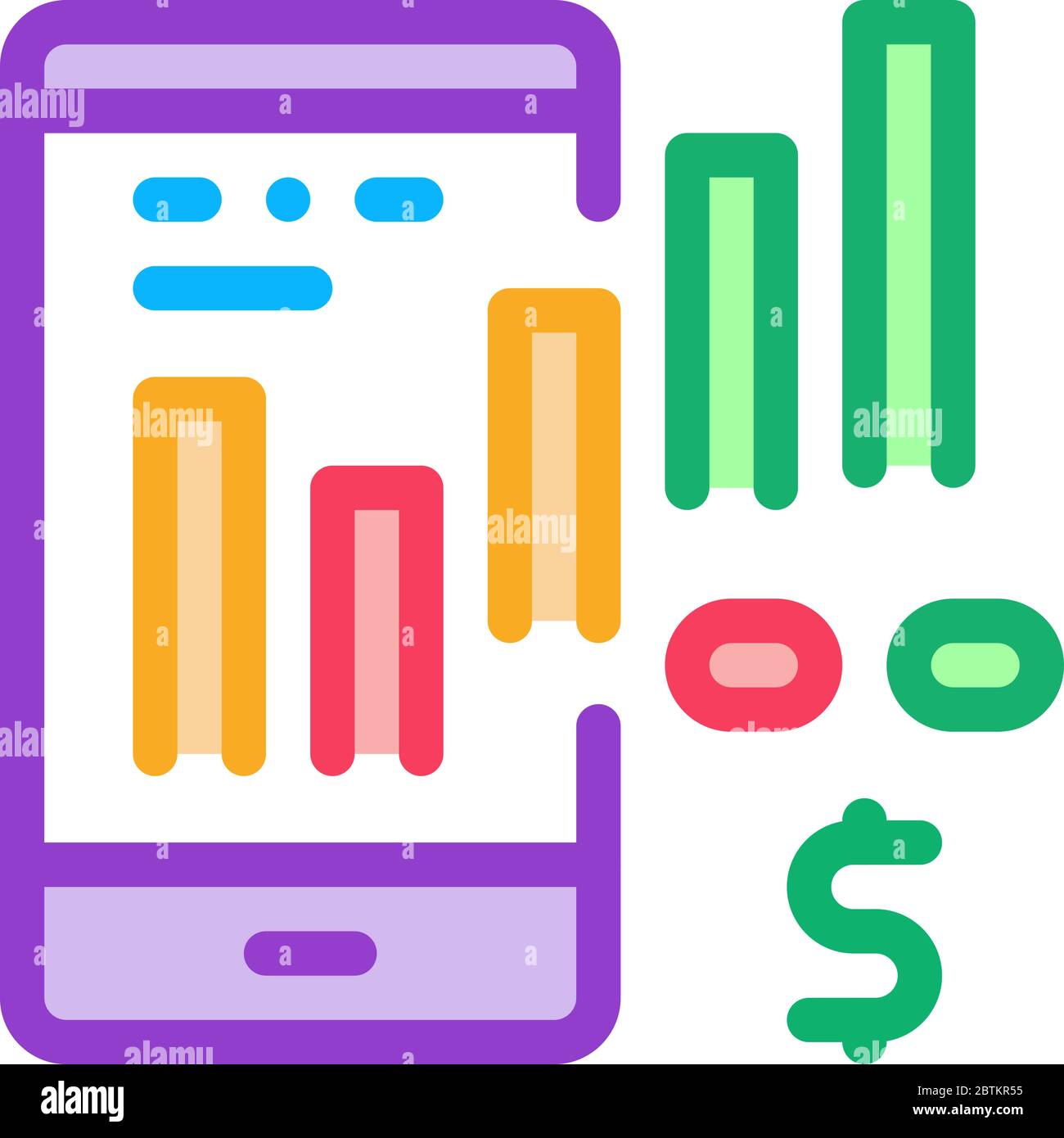 promotion chart on phone icon vector outline illustration Stock Vector