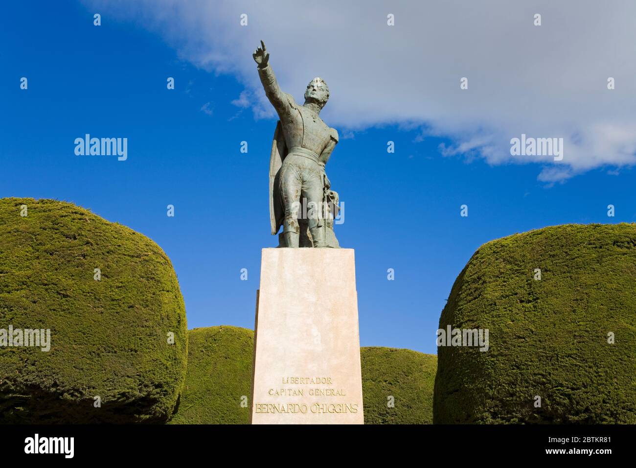 Captain General Bernardo O'Higgins Monument in Punta Arenas City, Magallanes Province, Patagonia, Chile, South America Stock Photo
