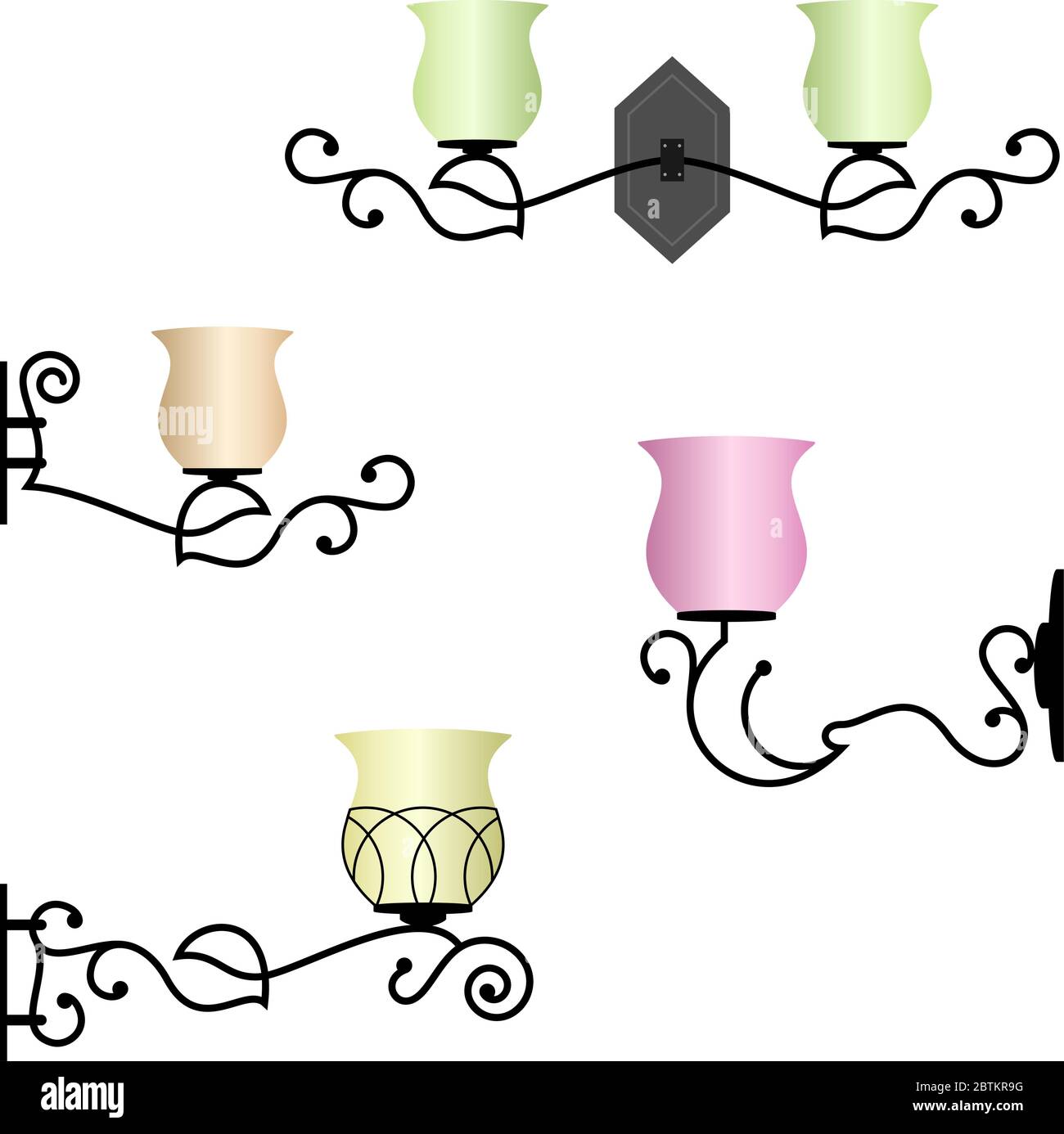 Wrought Iron Wall Lamp Vector Illustration Stock Vector Image & Art - Alamy