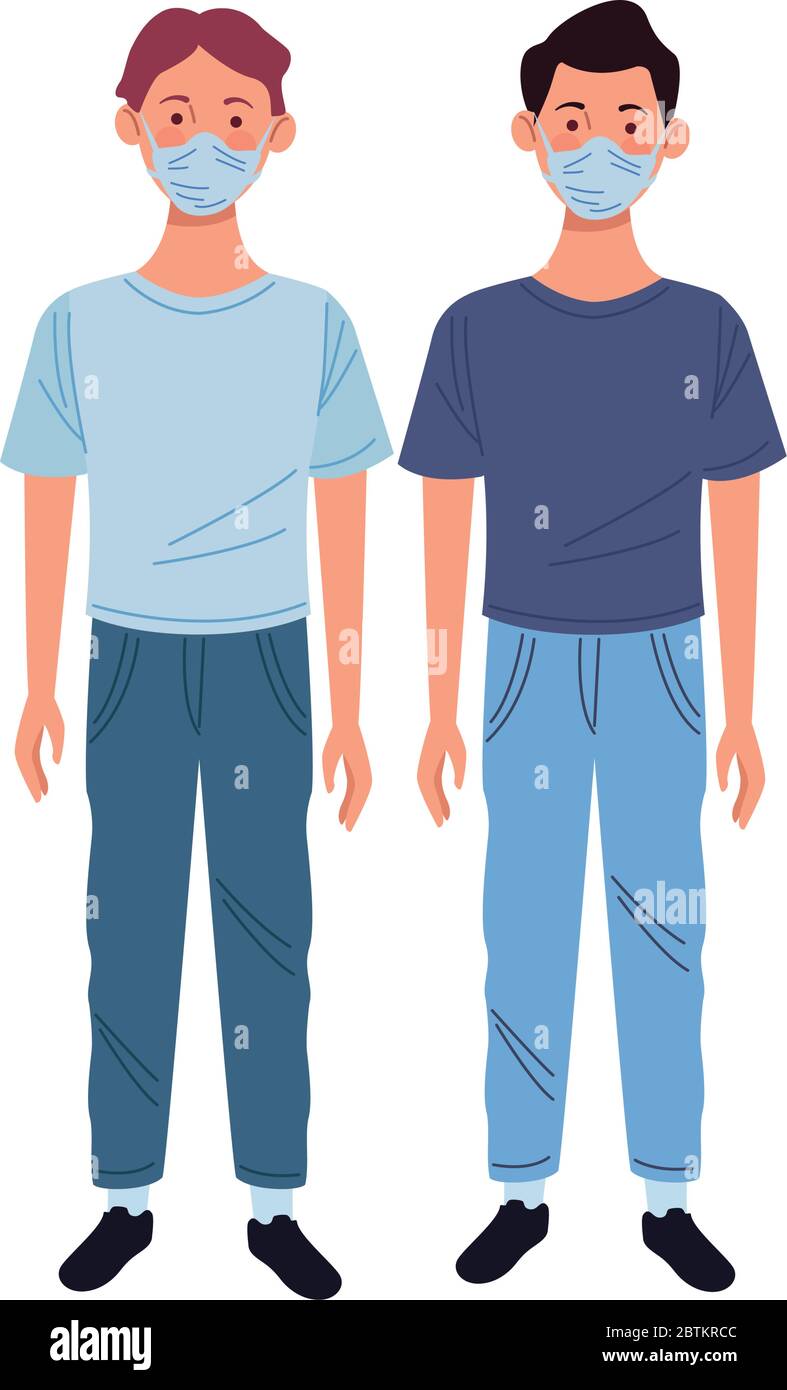 young men using medical masks characters Stock Vector Image & Art - Alamy