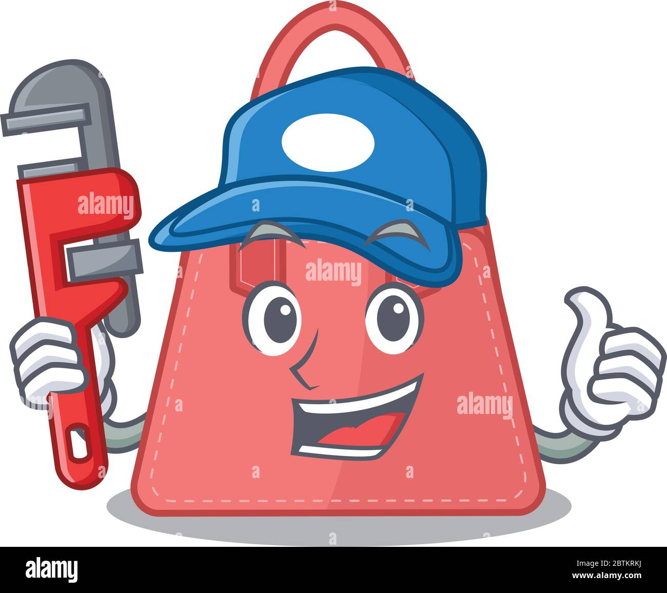 cartoon character design of women handbag as a Plumber with tool