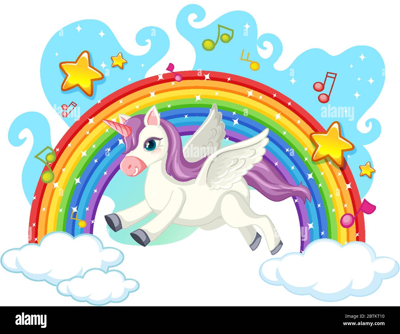 Cute unicorn on the sky illustration Stock Vector Image & Art - Alamy