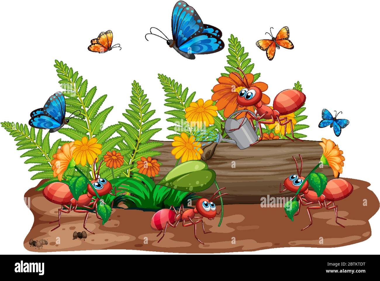 Scene with many bugs in the garden illustration Stock Vector Image ...