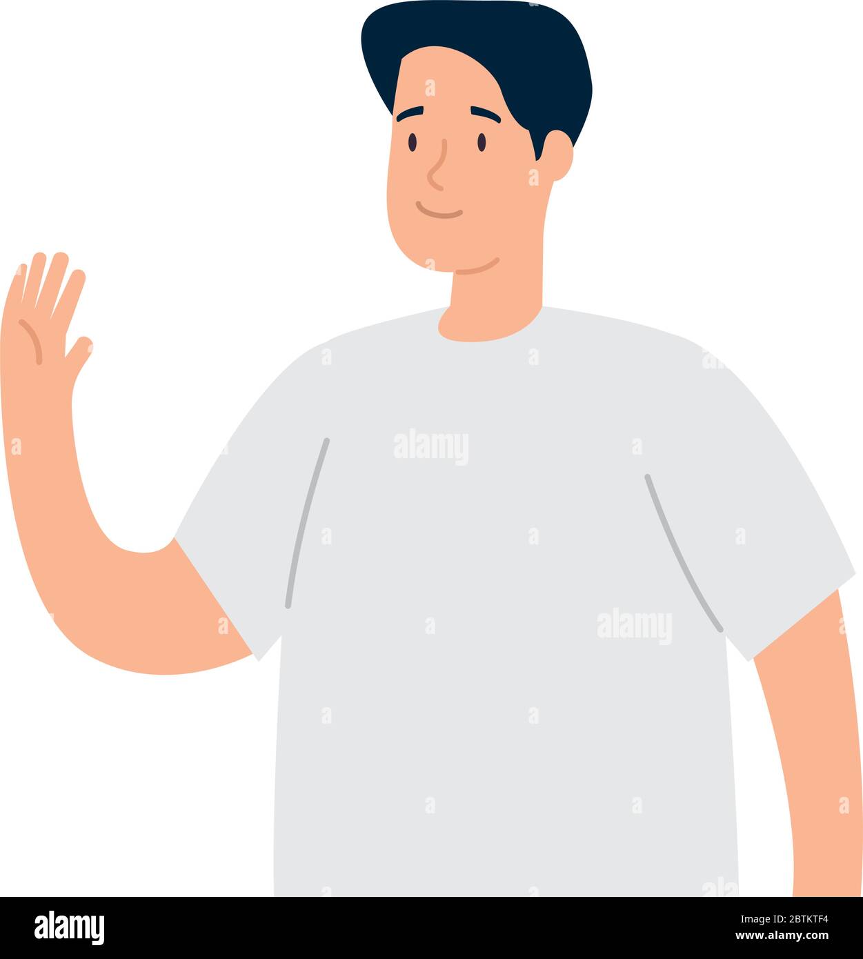 young man waving on white background Stock Vector Image & Art - Alamy