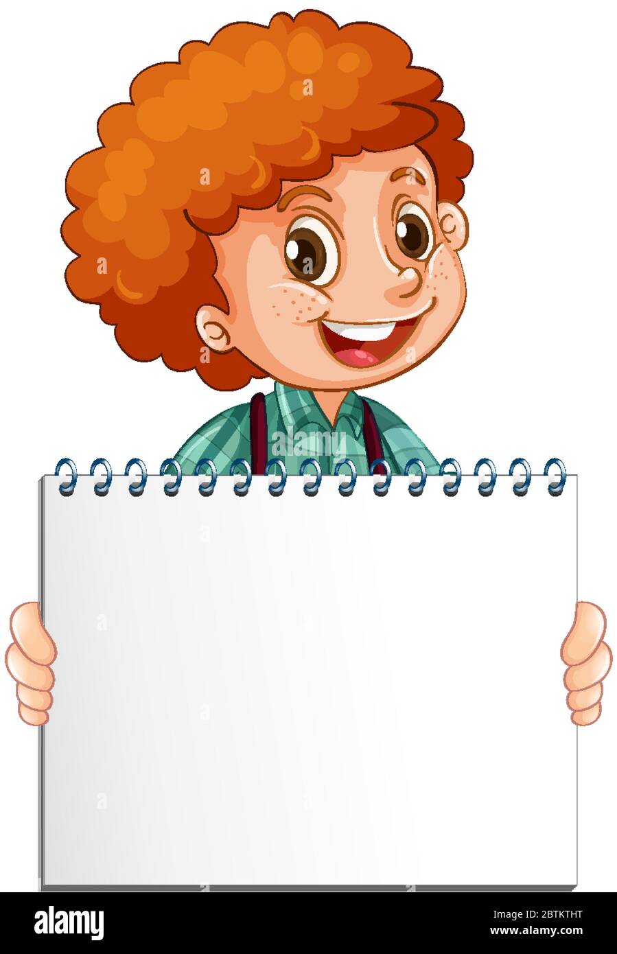 Blank sign template with cute boy on white background illustration ...