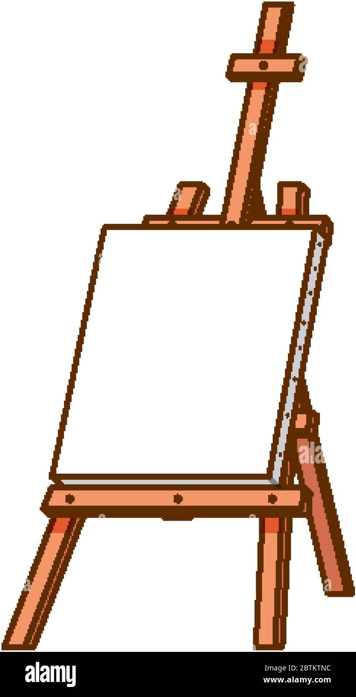 Canvas on wooden stand on white background illustration Stock Vector