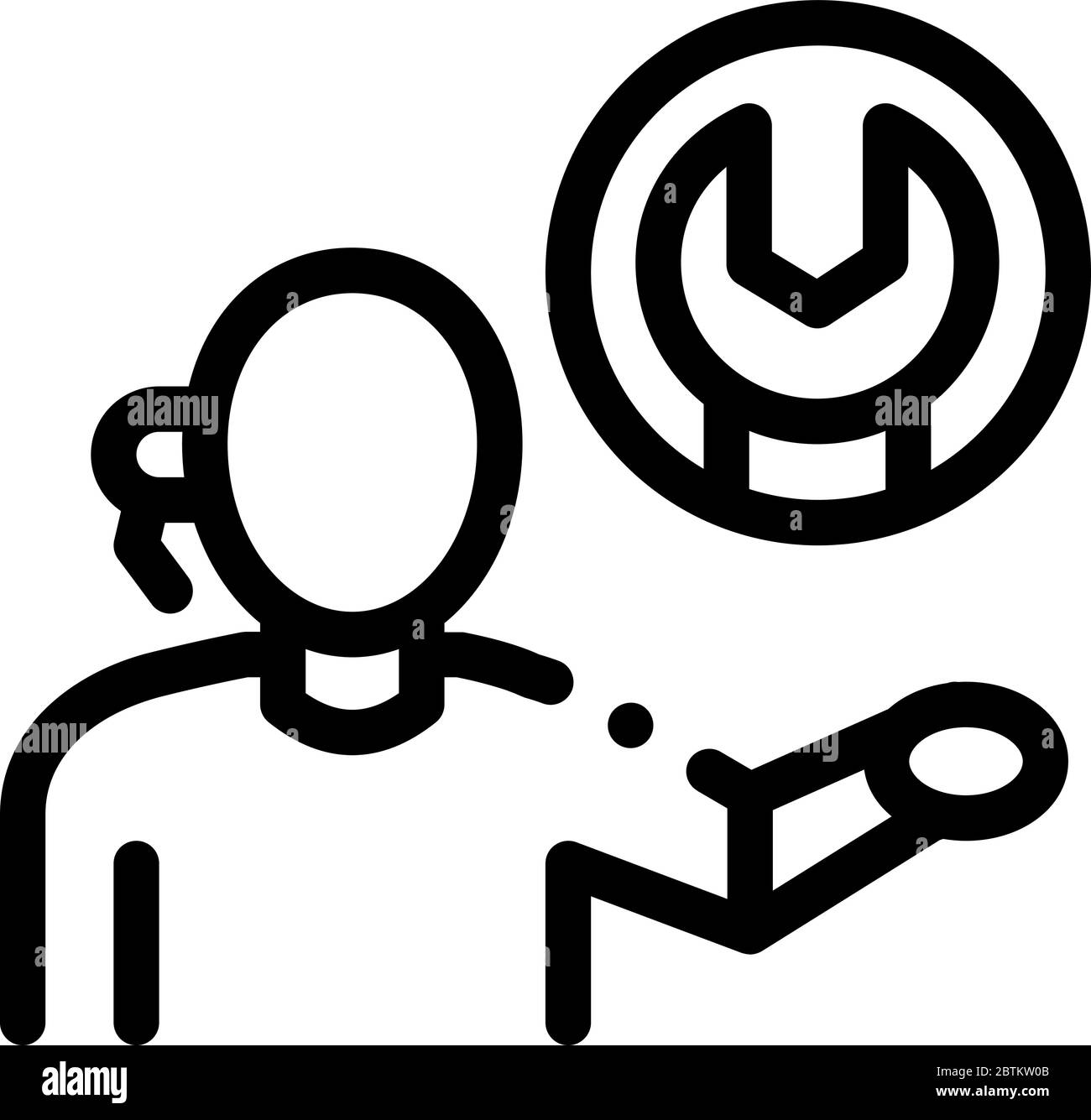 contact help setting problems icon vector outline illustration Stock Vector