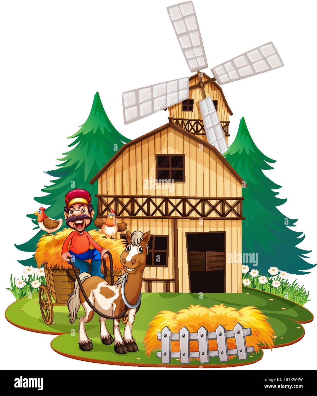 Farmer riding cart with horse illustration Stock Vector Image & Art - Alamy