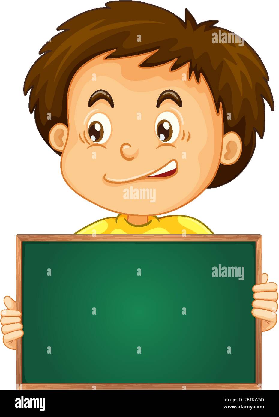 Blank sign template with cute boy on white background illustration ...