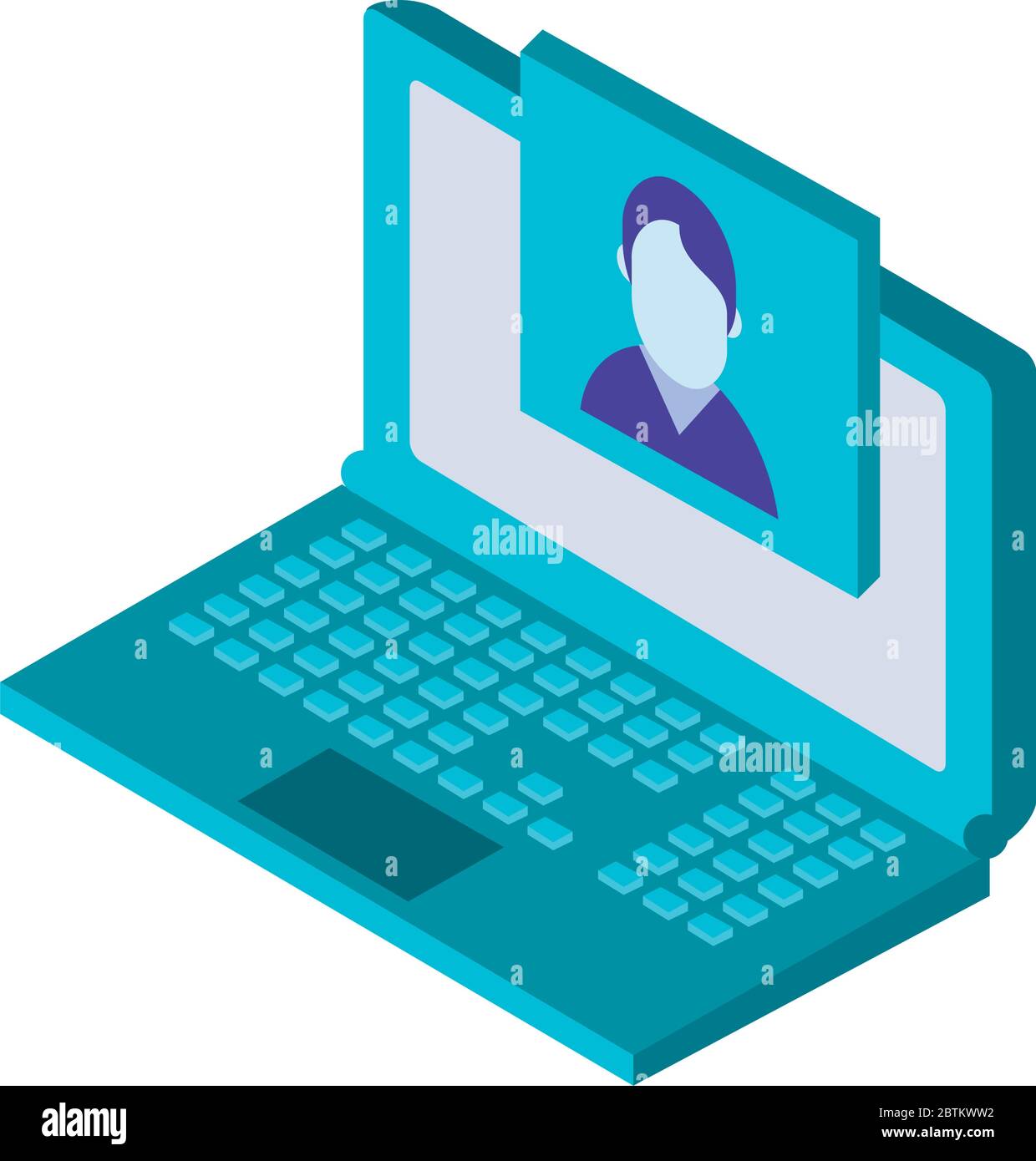 laptop with picture isometric icon Stock Vector