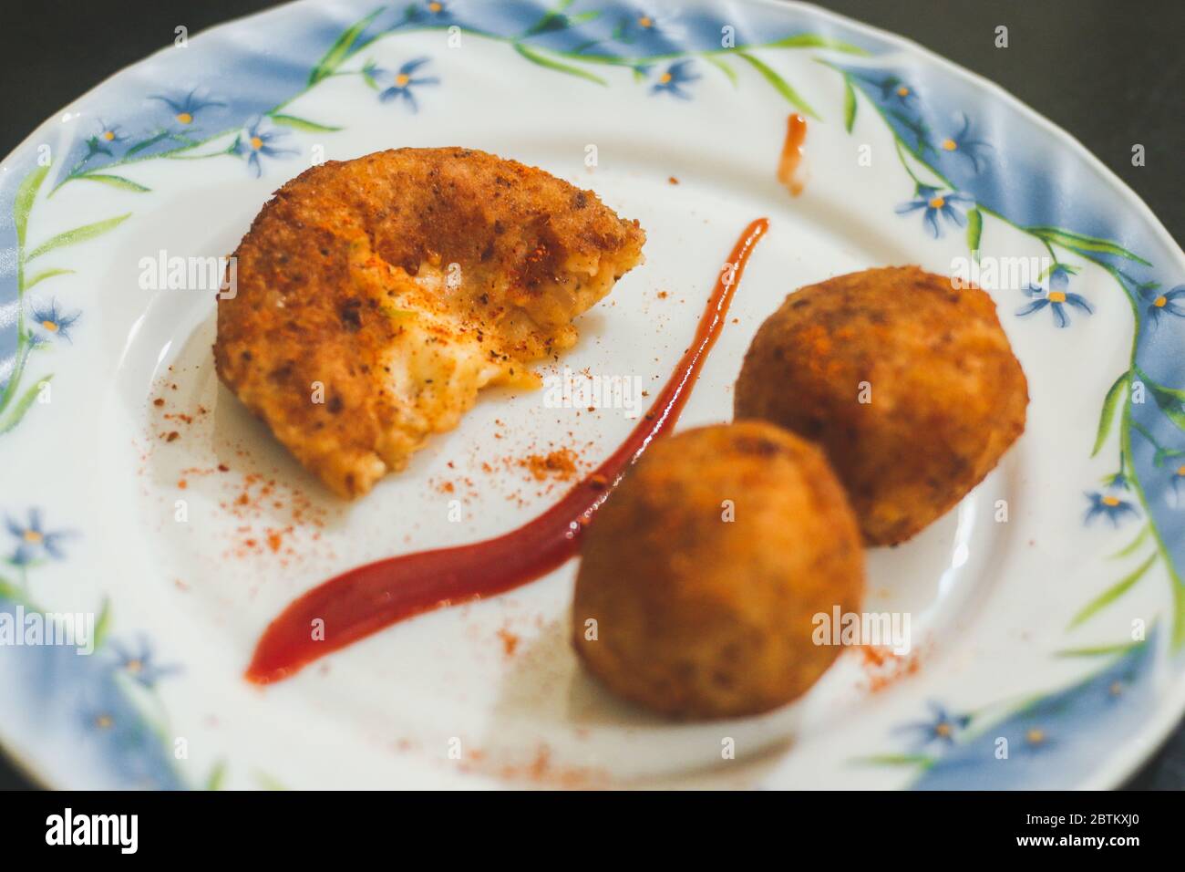 Potato cheese balls in a plate Stock Photo