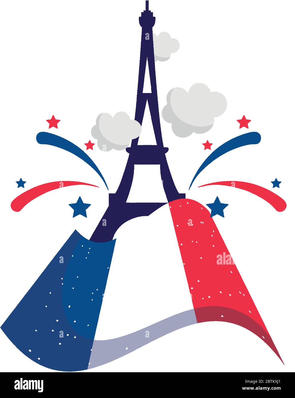 france eiffel tower with flag design, Happy bastille day and french theme Vector illustration Stock Vector