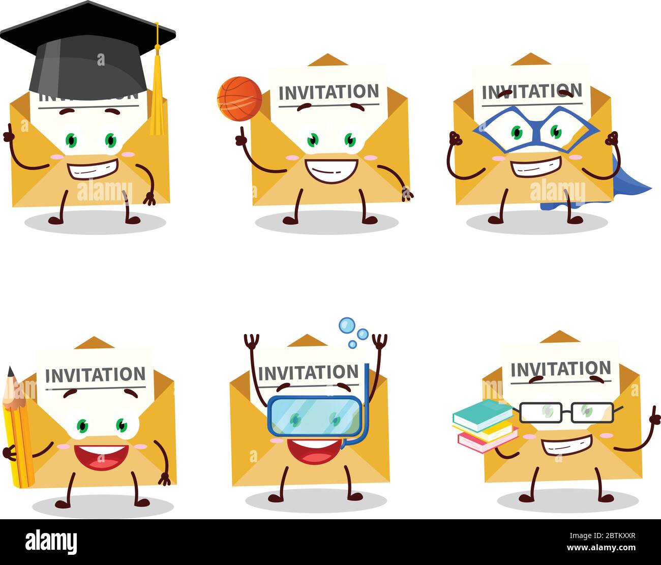 School student of invitation message cartoon character with various  expressions Stock Vector Image & Art - Alamy