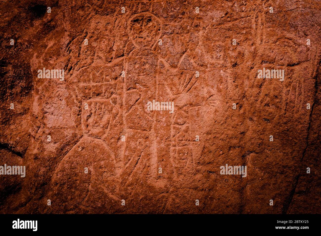 Petroglyphs of the archaeological site of Yerbas Buenas, Rio Grande, San Pedro de Atacama, Antofagasta Region, Chile Stock Photo