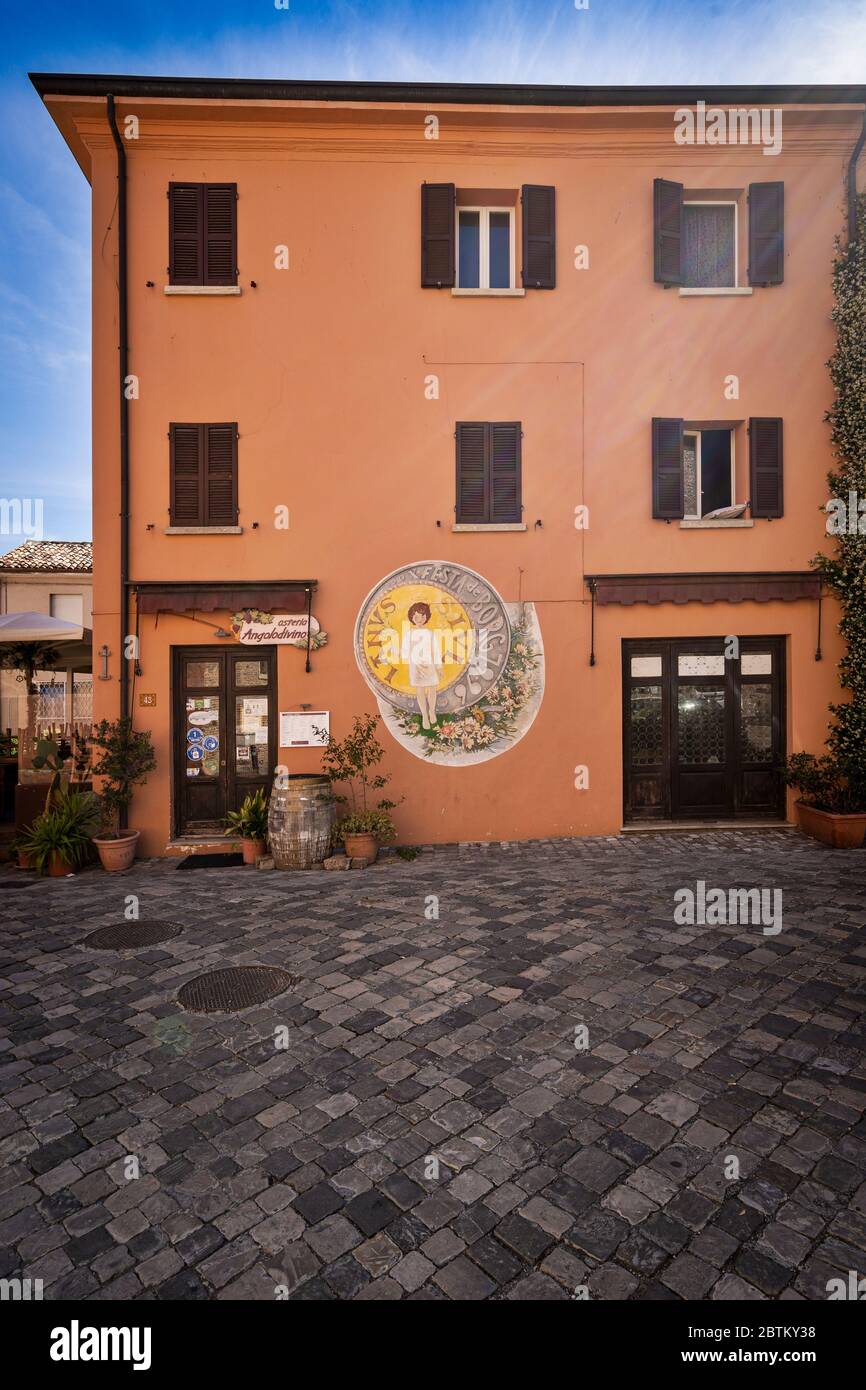 San Giuliano a Mare famous for its Fellini inspired graffiti, Rimini, Emilia Romagna, Italy, Europe. Stock Photo