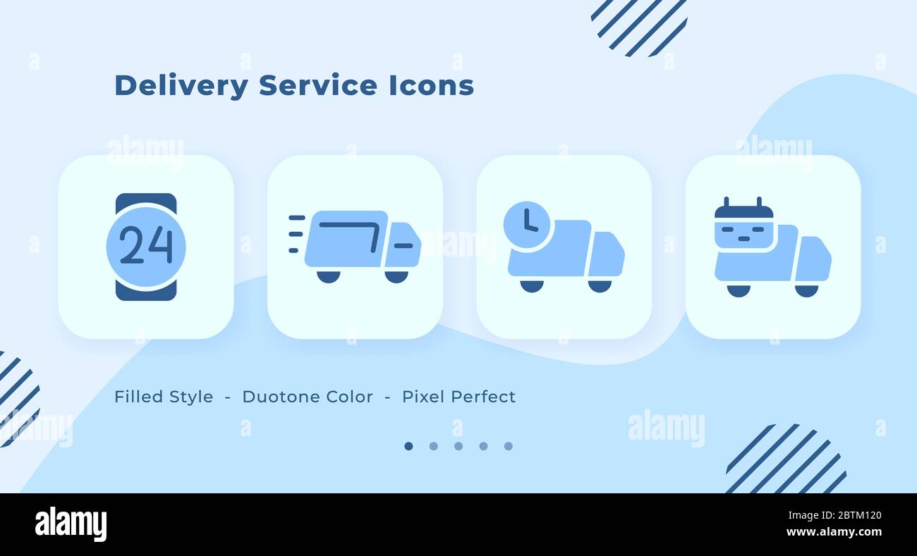 Delivery Service Icons set with filled style duo tone blue color modern