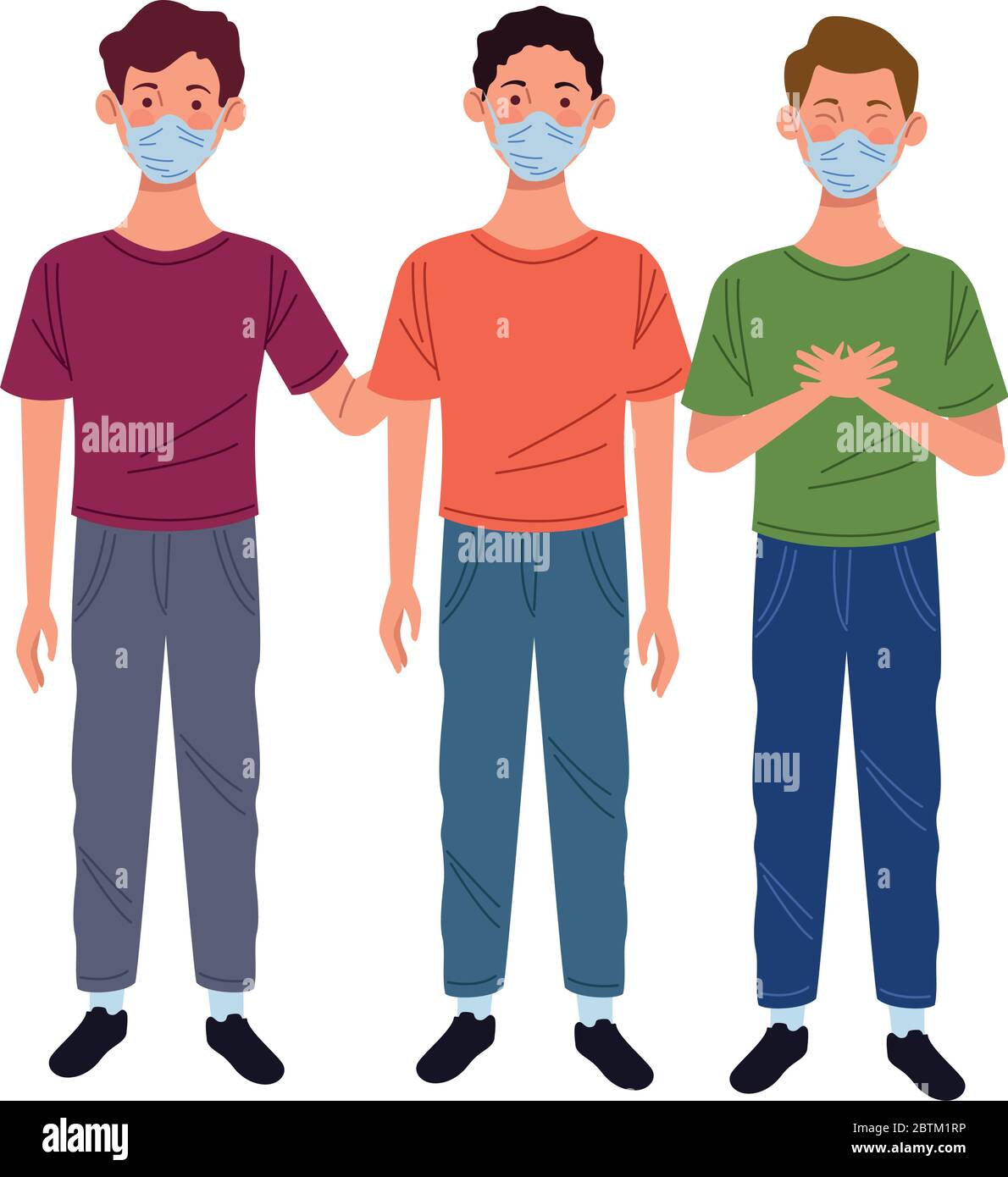 young men using medical masks characters Stock Vector Image & Art - Alamy