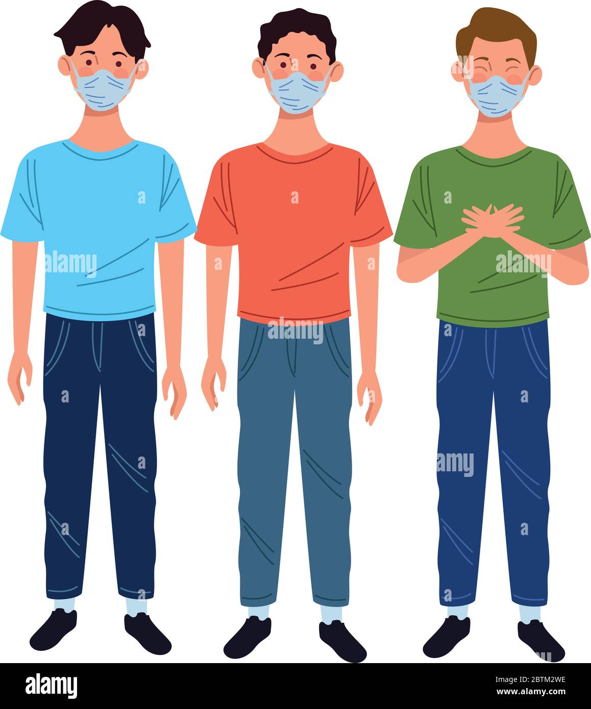 young men using medical masks characters Stock Vector Image & Art - Alamy