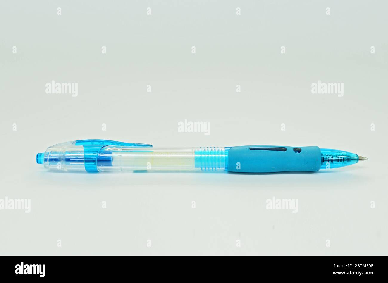 Blue Ballpoint Pen Isolated On White background Stock Photo - Alamy