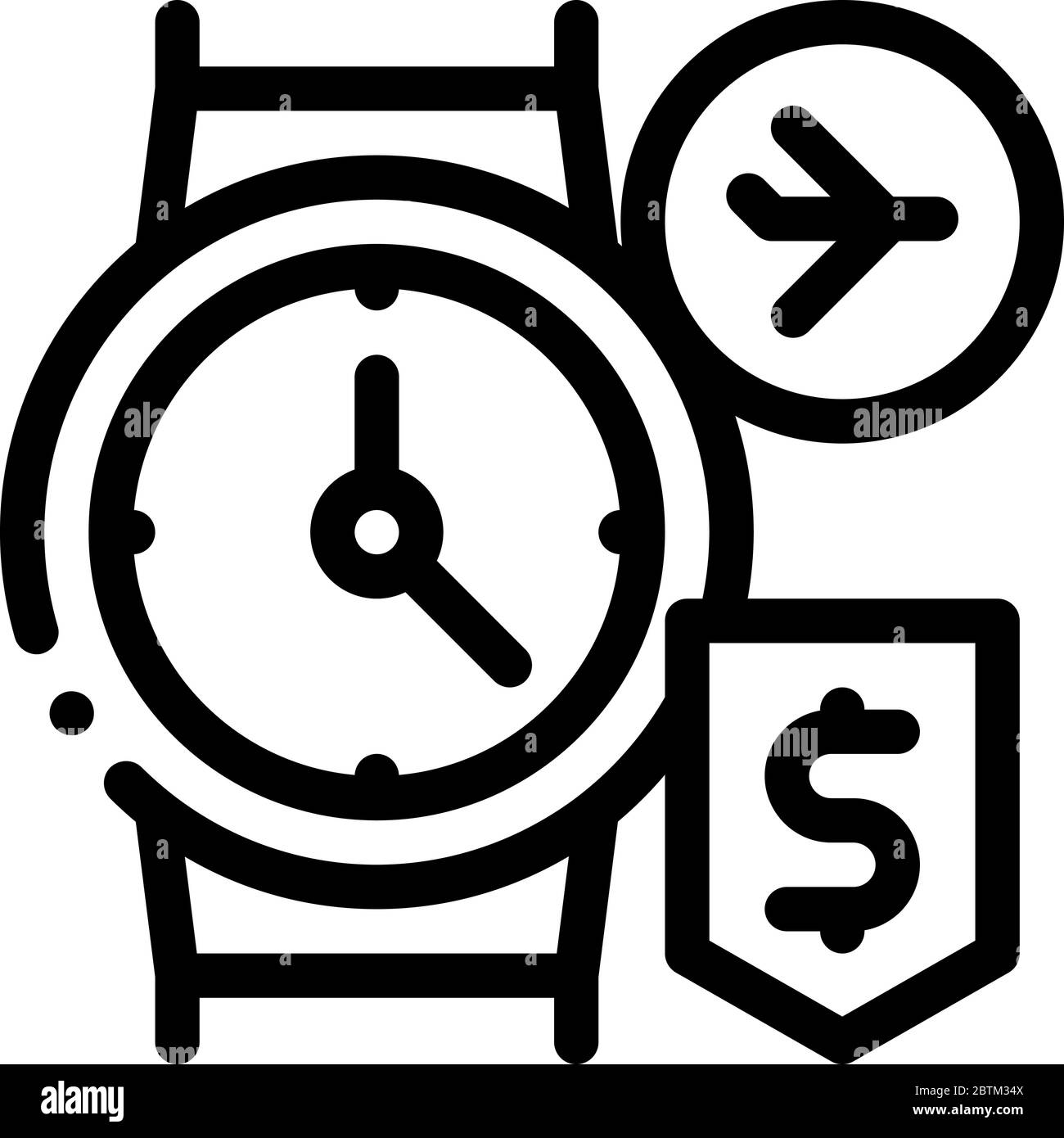 purchase cash wristwatch duty free icon vector outline illustration