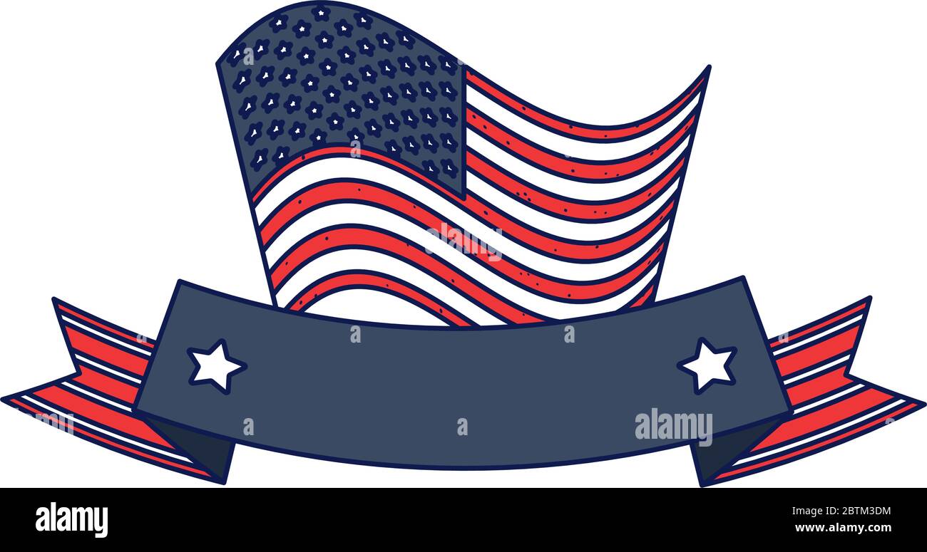 Usa flag with ribbon design, United states independence day and ...