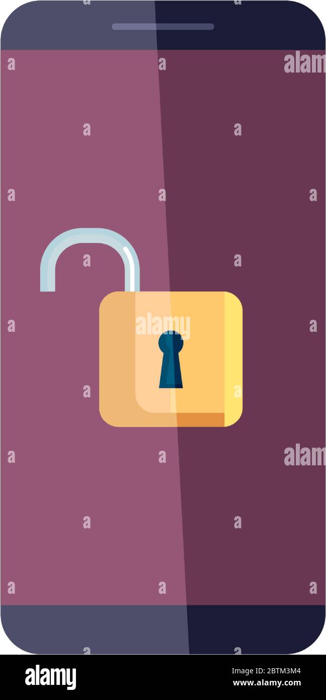 smartphone security system padlock on white background Stock Vector ...