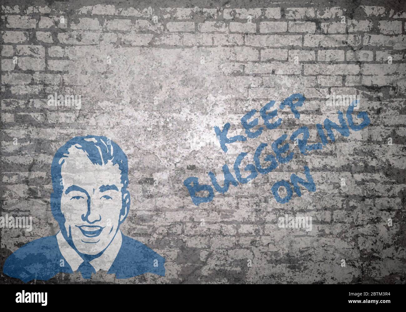 Grunge decayed faded brick wall background with famous Winston Churchill saying keep plodding on Stock Photo