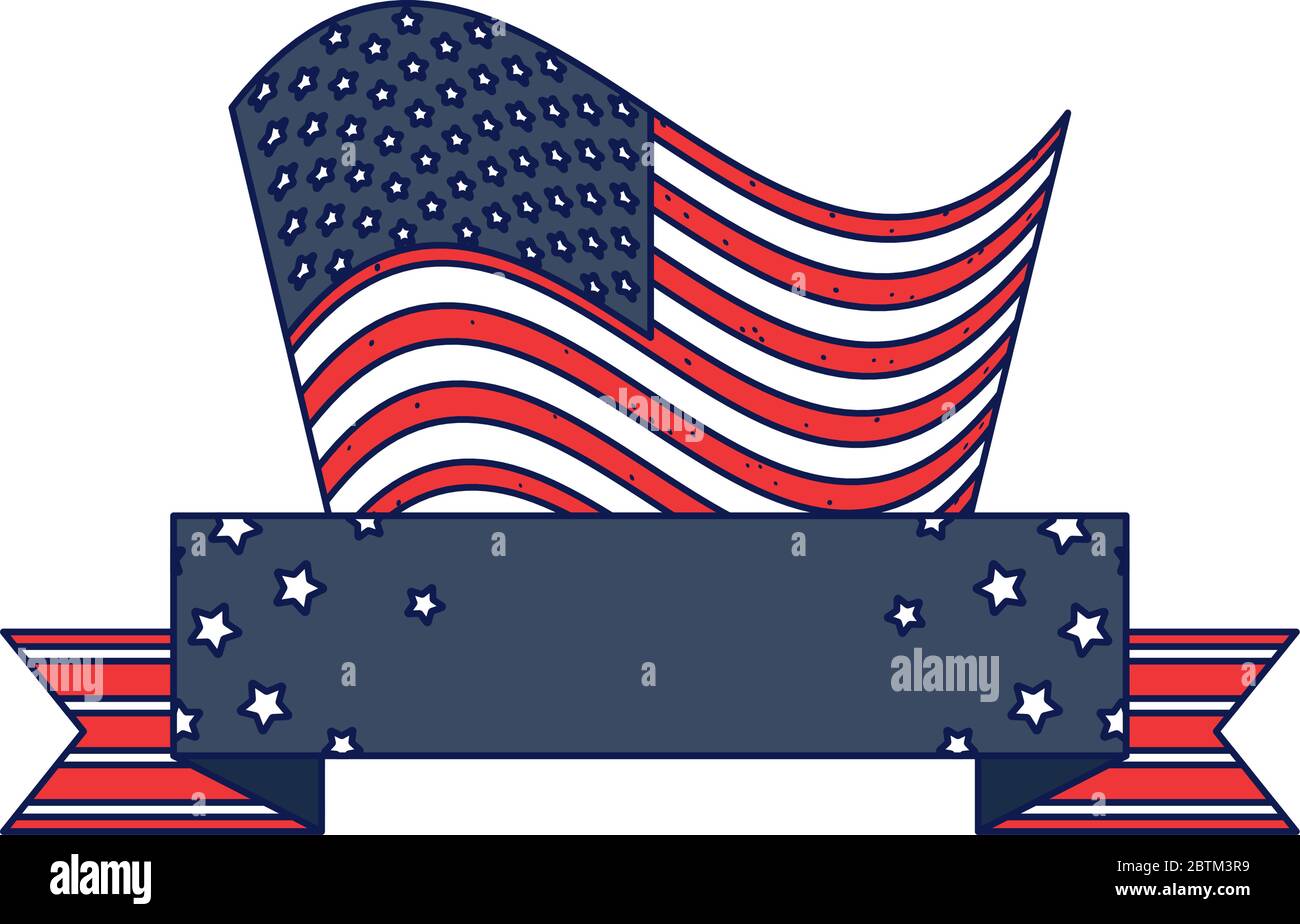 Usa flag with ribbon design, United states independence day and ...