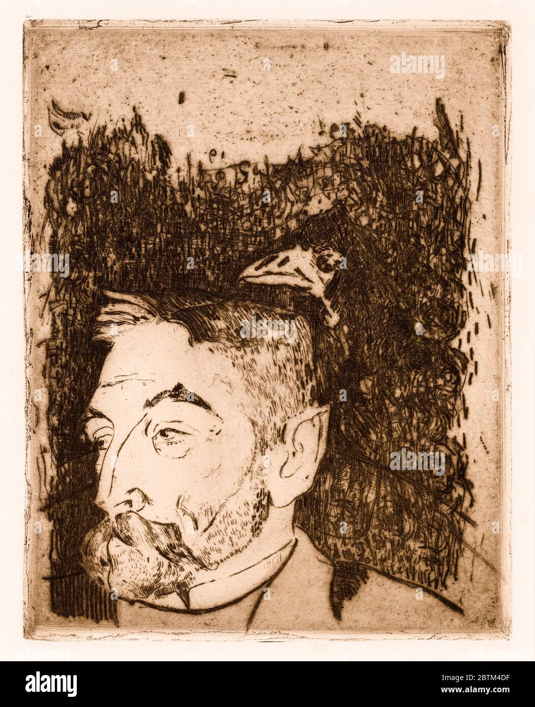 Stéphane Mallarmé (1842-1898), French Poet, drypoint portrait engraving by Paul Gauguin, 1891 Stock Photo