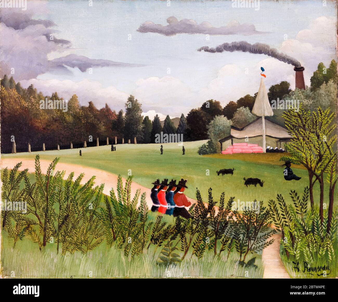 Henri Rousseau, Landscape and Four Young Girls, painting, circa 1895 Stock Photo