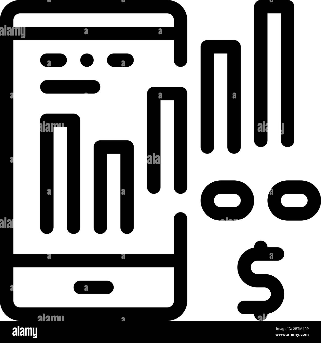 promotion chart on phone icon vector outline illustration Stock Vector