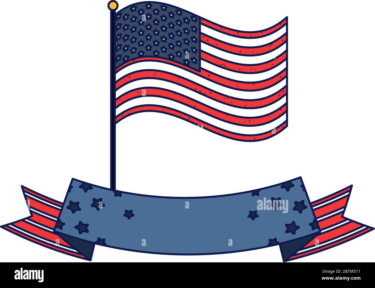 Usa flag with ribbon design, United states independence day and ...
