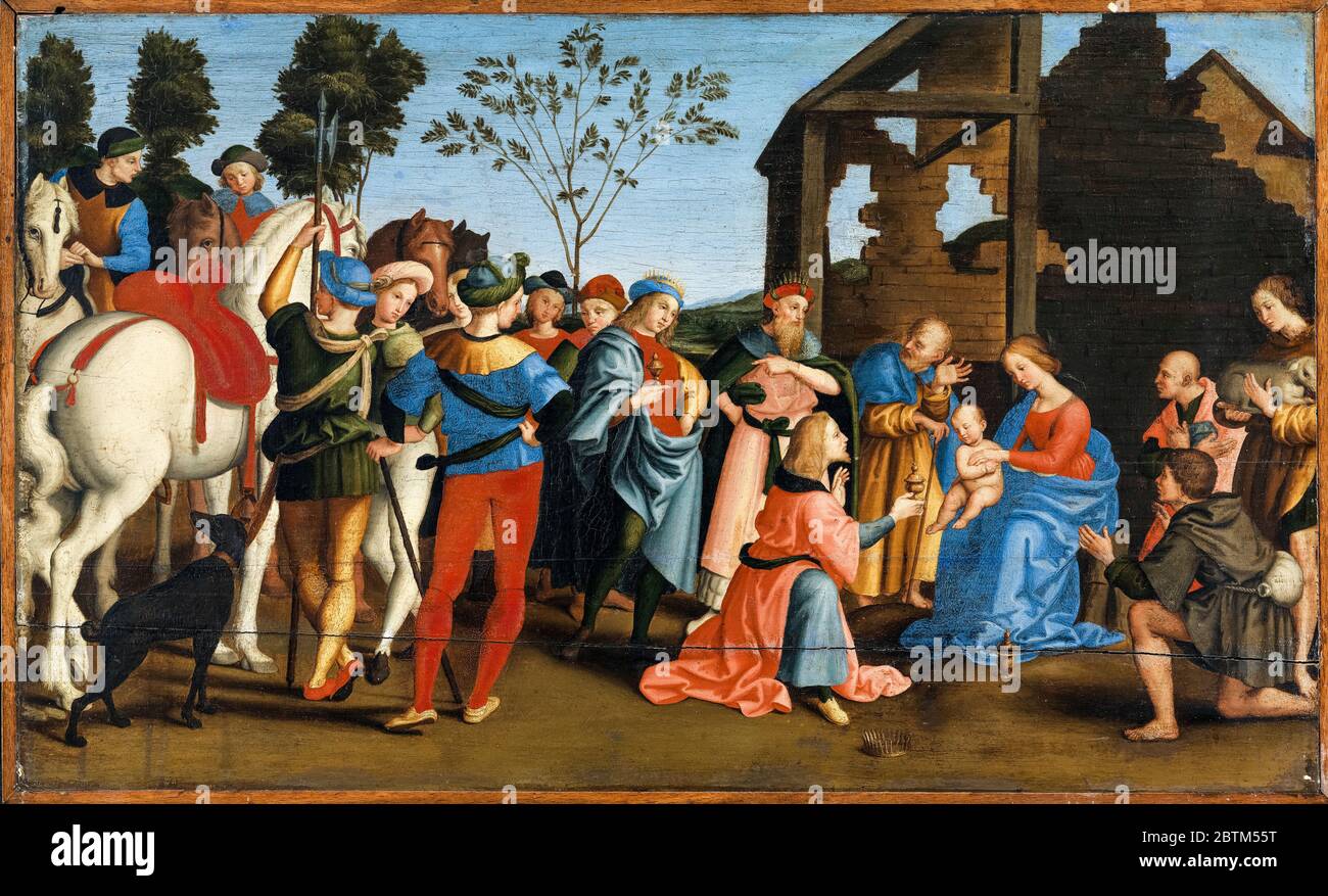 Raphael, The Adoration of the Magi, tempera on canvas painting, before 1520  Stock Photo - Alamy