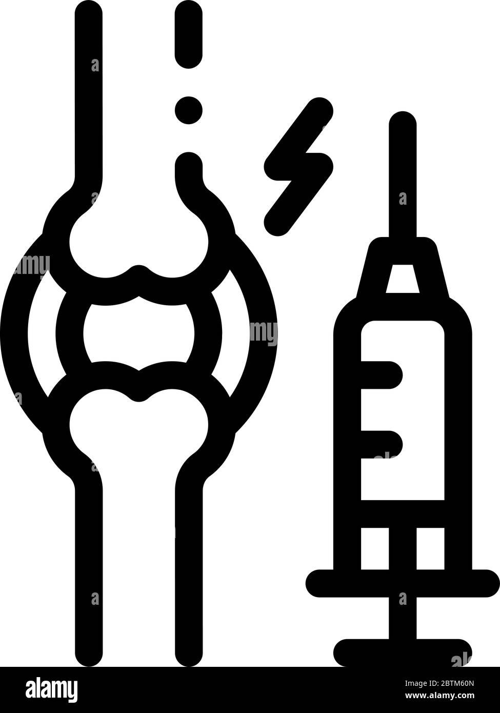 preventive injection for arthritis icon vector outline illustration Stock Vector