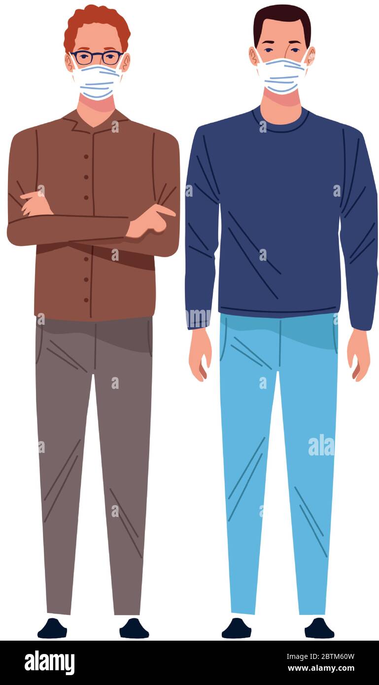 young men using medical masks characters Stock Vector Image & Art - Alamy