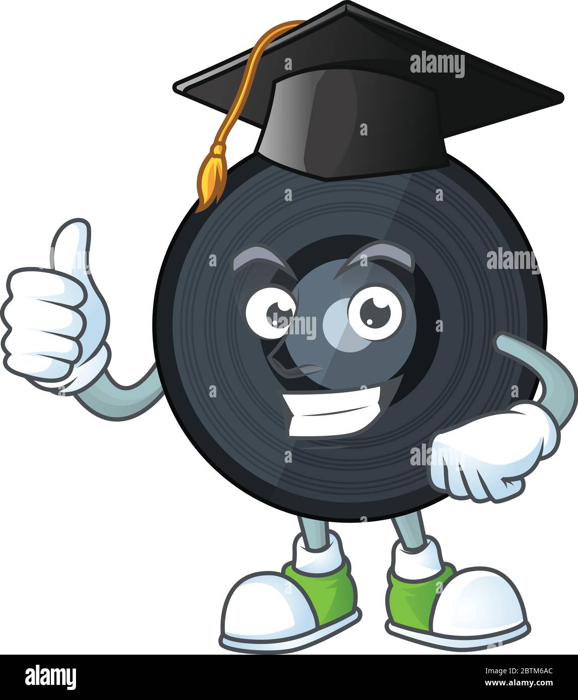 Happy face Mascot design concept of music viynl disc wearing a ...
