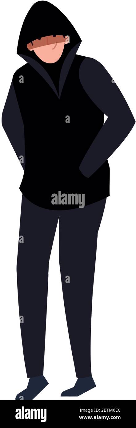 hacker with black clothes on white background Stock Vector Image & Art -  Alamy