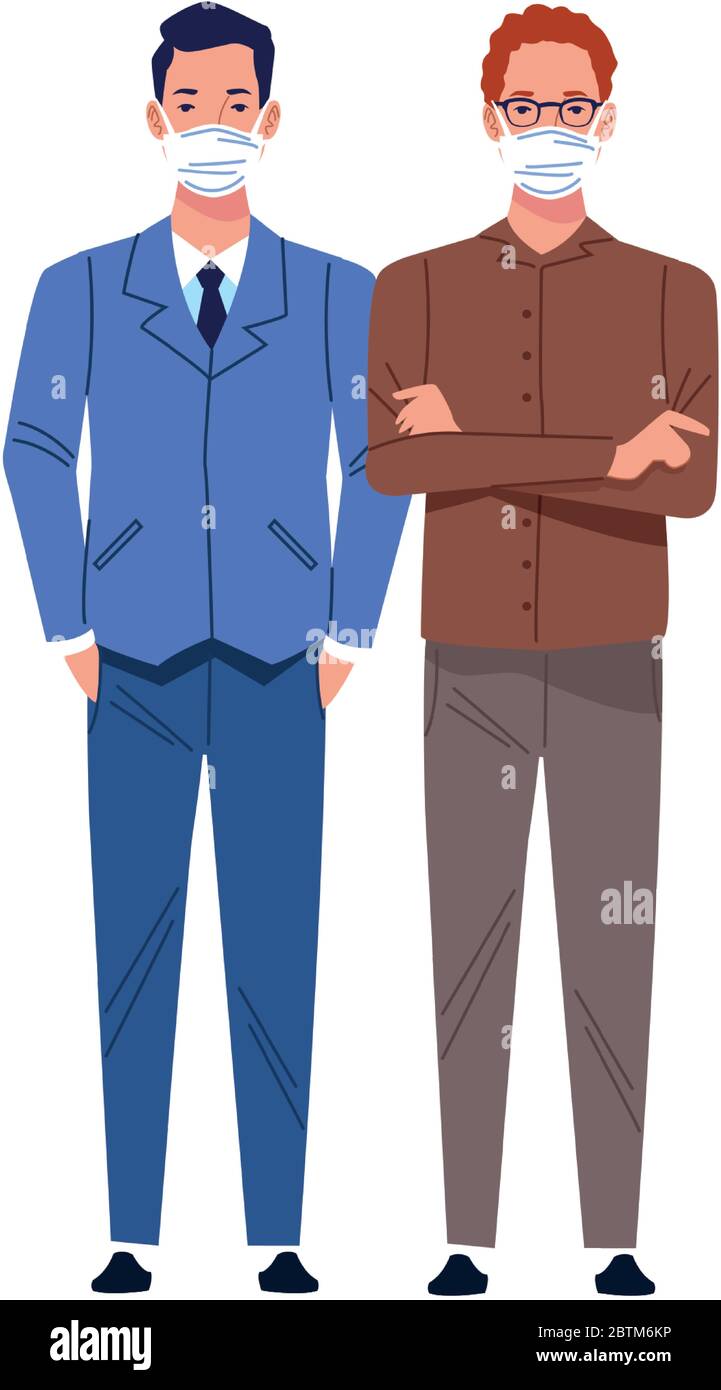 young men using medical masks characters Stock Vector Image & Art - Alamy