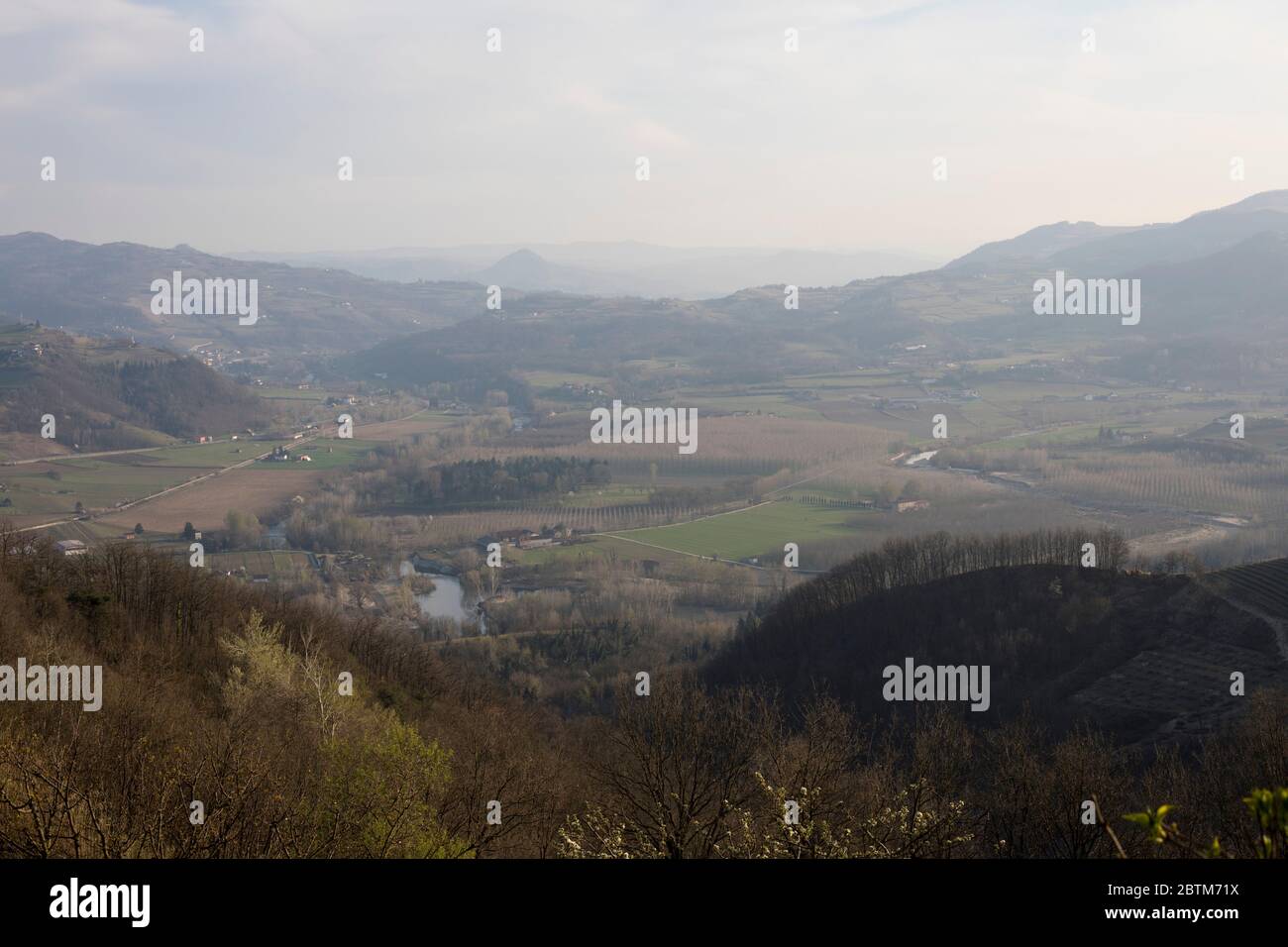 Bormida Valley scenic landscape from Sessame, Piedmont, Italy Stock Photo