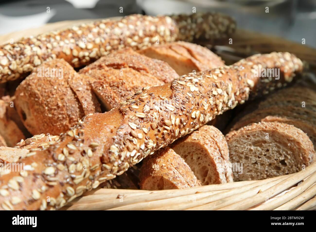 Assorted Bread - sliced bread and baguette Stock Photo