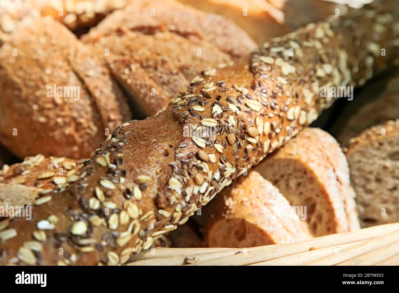 Assorted Bread - sliced bread and baguette Stock Photo