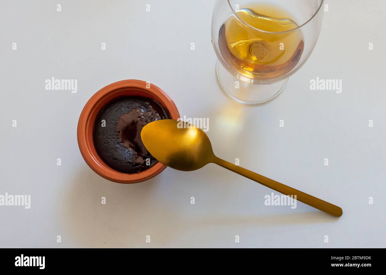 Chocolate mouse and a snifter of brandy Stock Photo Alamy