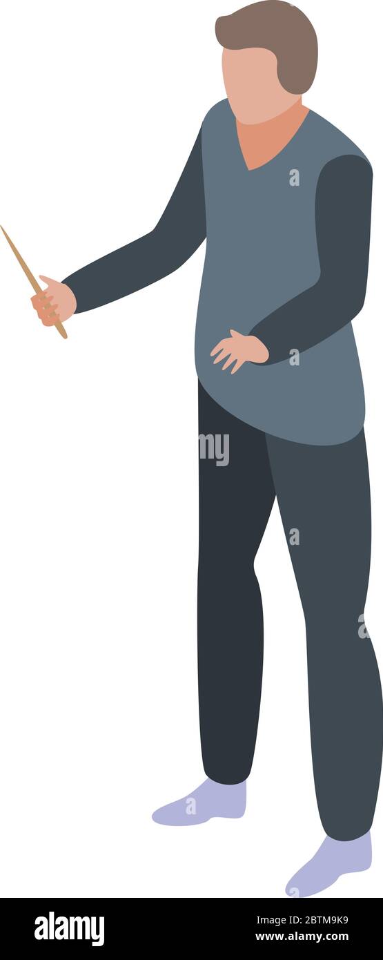 Musical school teacher icon, isometric style Stock Vector