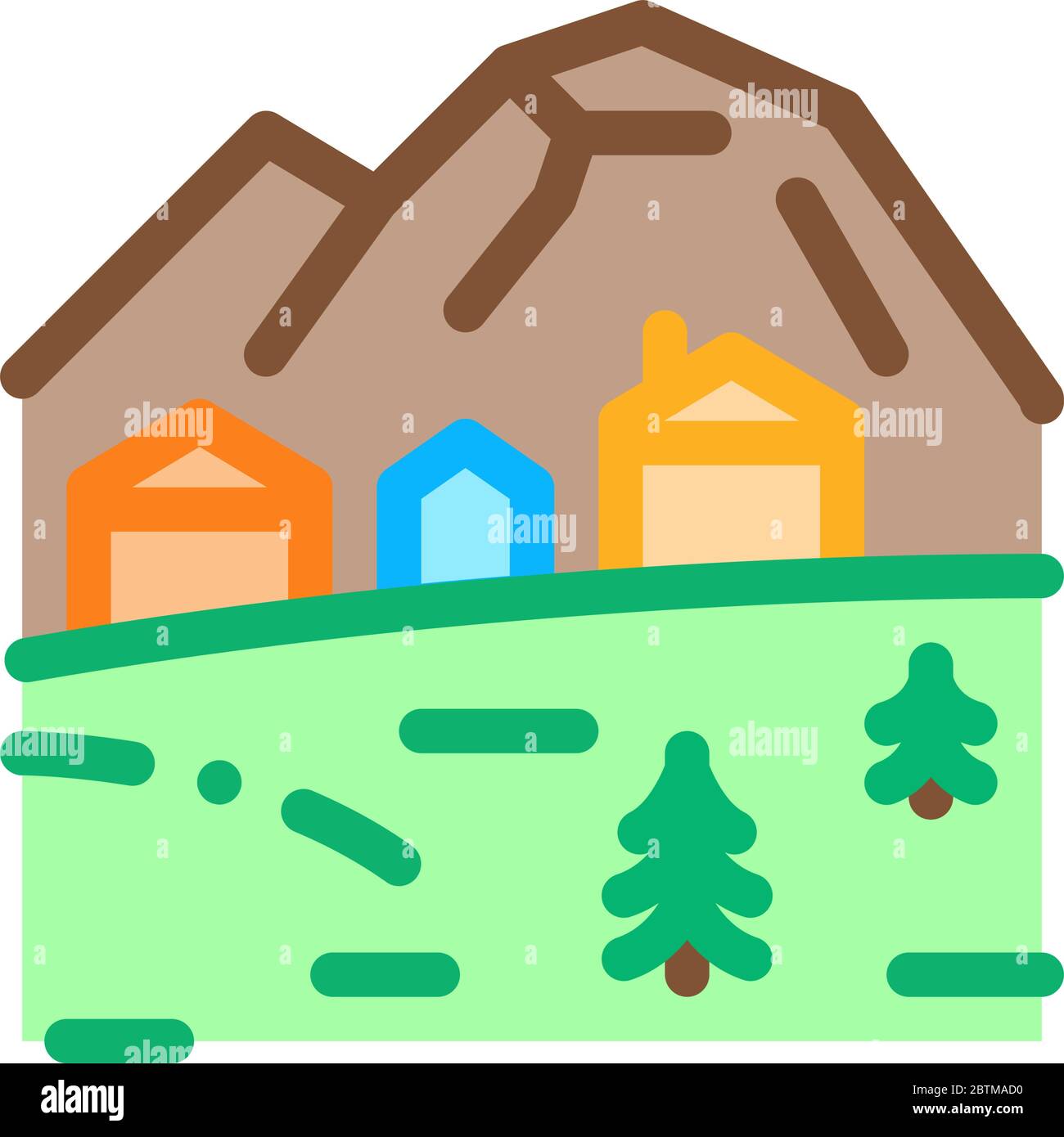 mountain village icon vector outline illustration Stock Vector Image